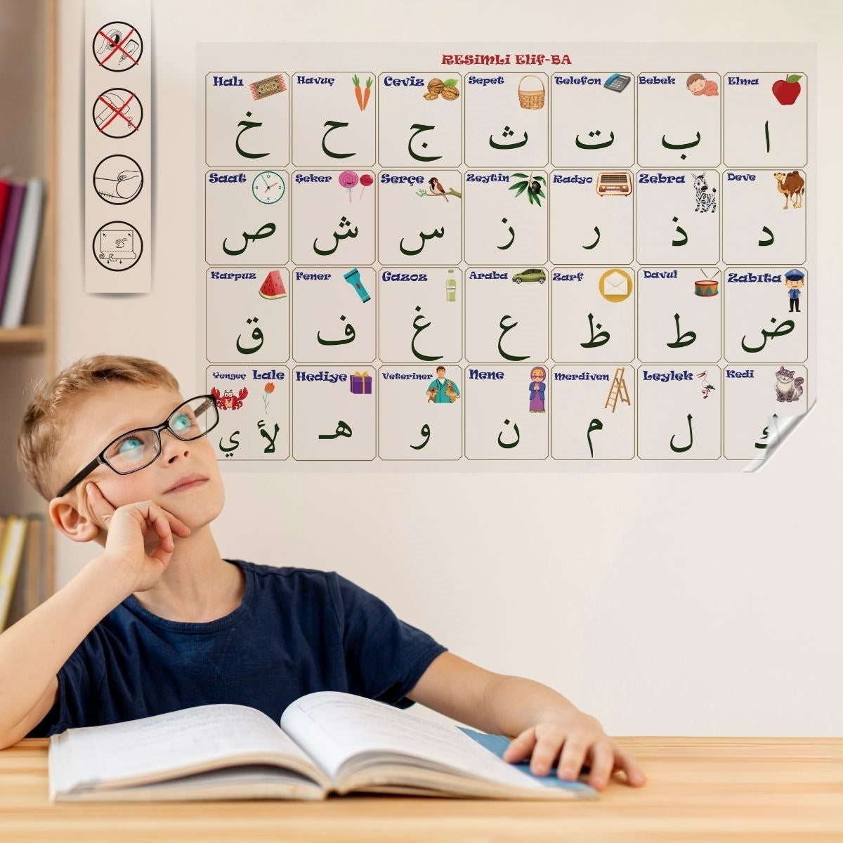 Статичная бумажная обучающая доска Elif-ba размером 100x150 см