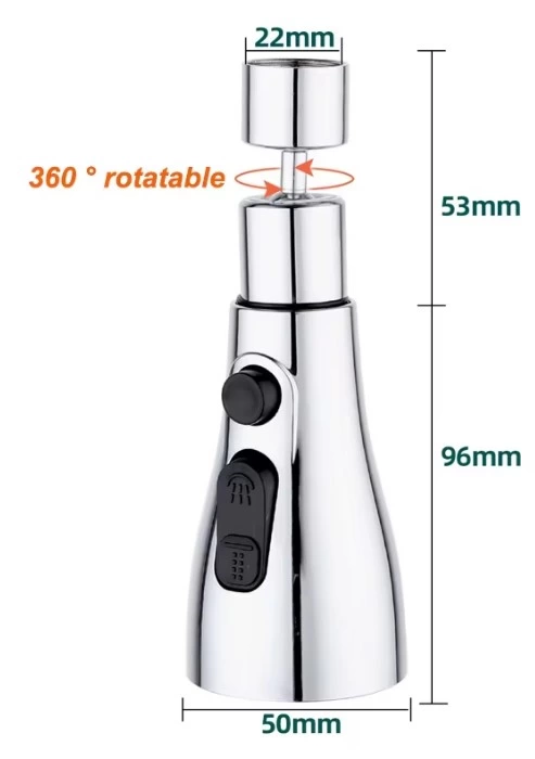 Pratik 3 Fonksiyonlu Metalik Musluk Başlığı