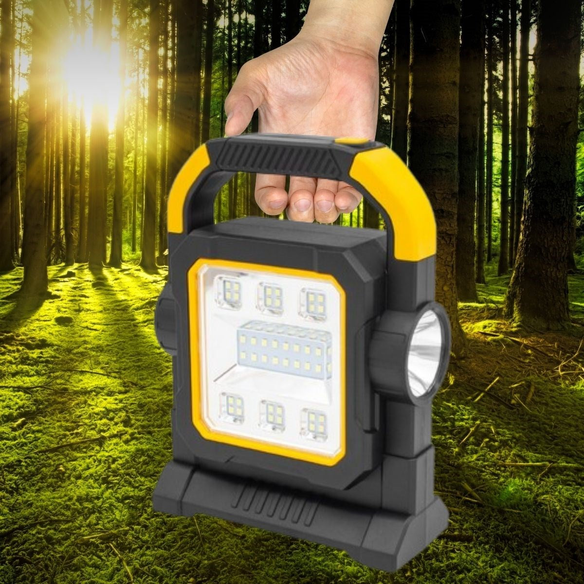 HelloCloud Şarjlı Solar LED Çalışma Işığı | USB Çıkışlı Taşınabilir Projektör Lamba