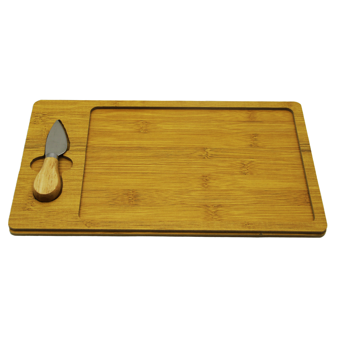 1 Bıçaklı Ahşap Peynir Sunum Tabak 33X19Cm