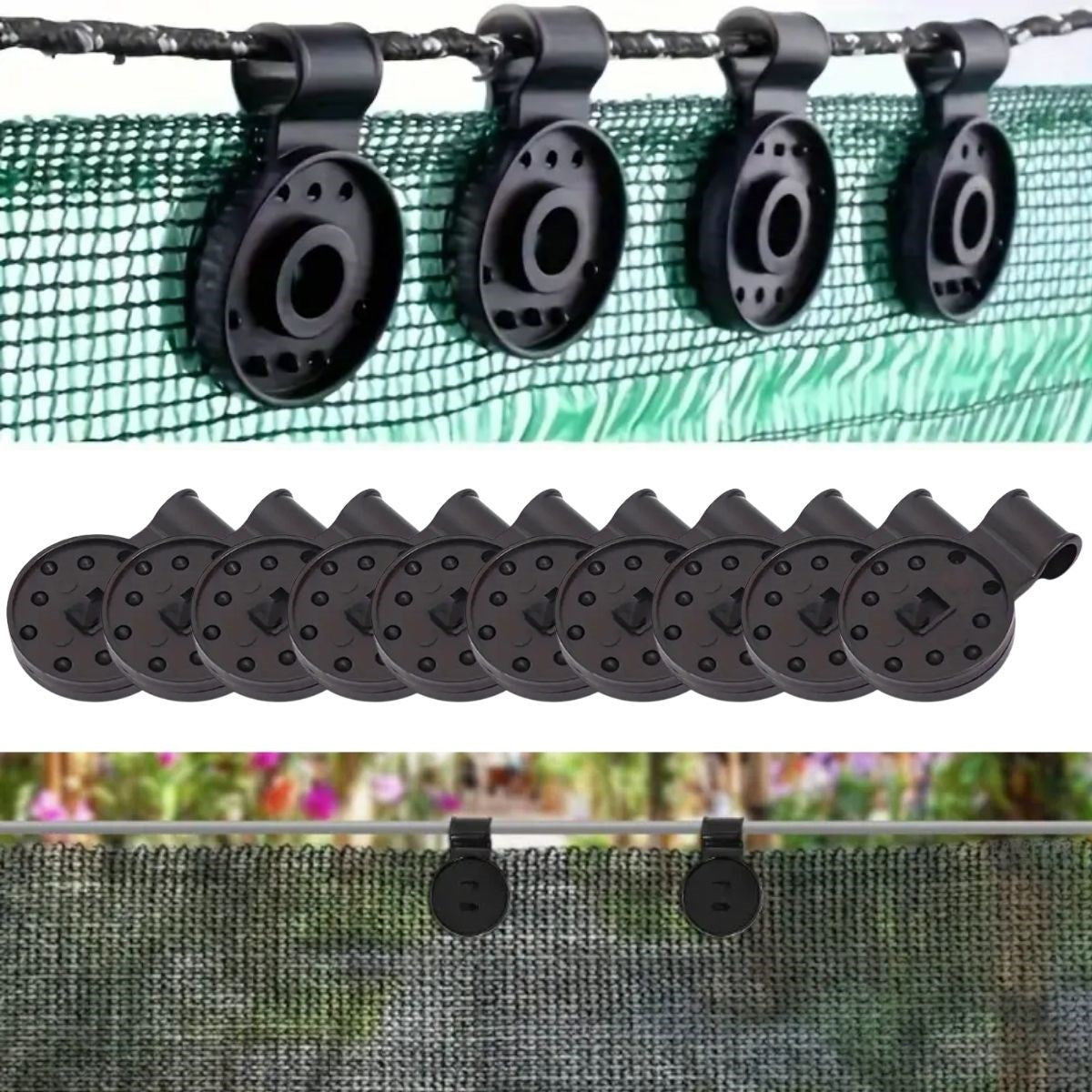 10 Adet Güneşlik Filesi Sabitleme Klipsleri, Gölgelik Bezi ve Brandalar İçin Dayanıklı Plastik Kele