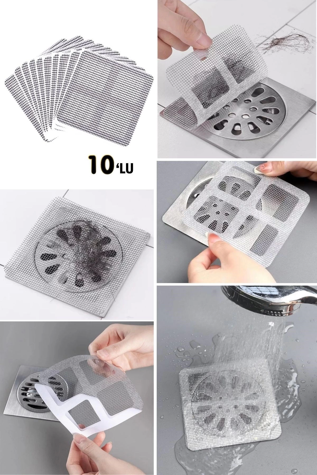 10'lu Banyo ve Mutfak Lavabo Koku Önleyici ve Haşere Böcek Önleyici Gider Filtresi