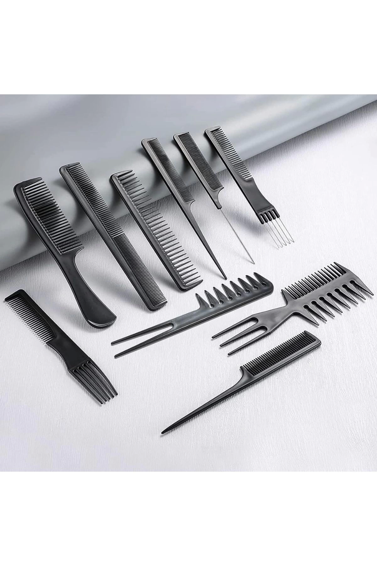 10 Parça Profesyonel Kuaför Tarak Seti - Saç Kesim, Ayırma, Şekillendirme Ve Fön Tarağı