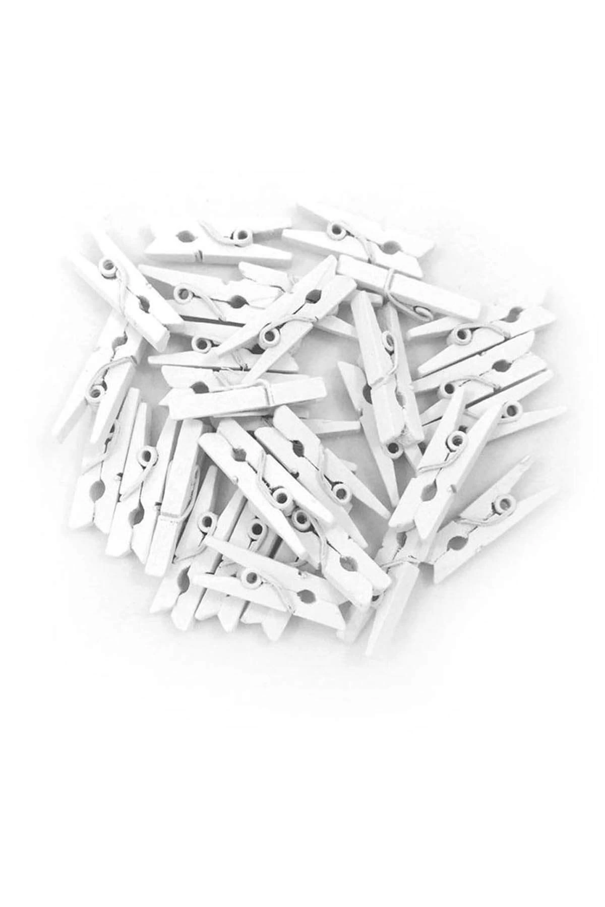 100'lü Beyaz Ahşap Mandal 2.5cm