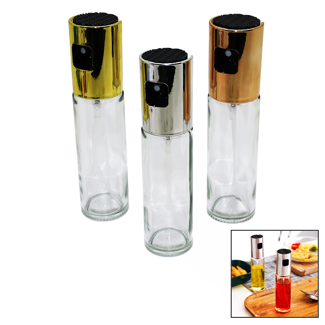 100 Ml Sprey Cam Yağdanlık Krom - Renkli Sprey Kafa - İnce Uzun Şişe