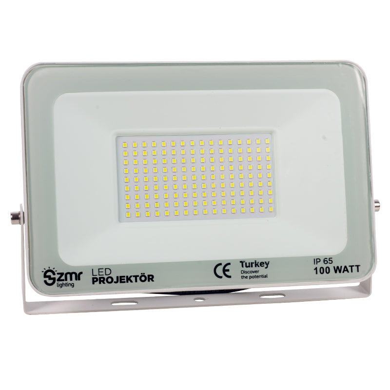 100 Watt - 220 Volt 6500K Ip65 150* Işık Açısı Beyaz Slim Kasa Led Projektör