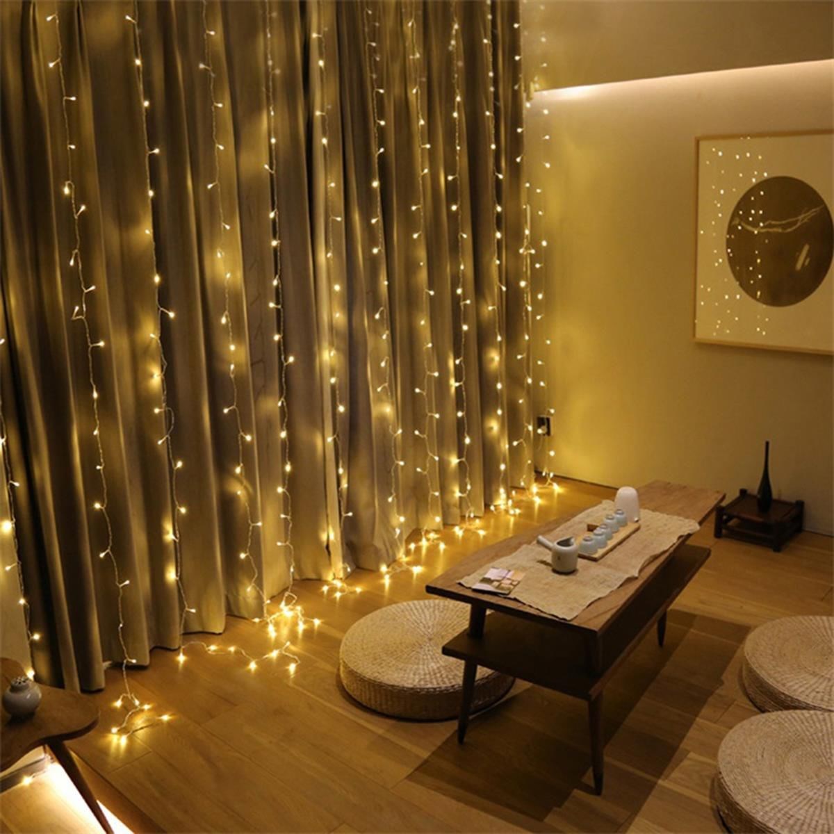 8 Fonksiyonlu 200 Led 10 Saçak Şerit Led 2x2 Perde İp Led