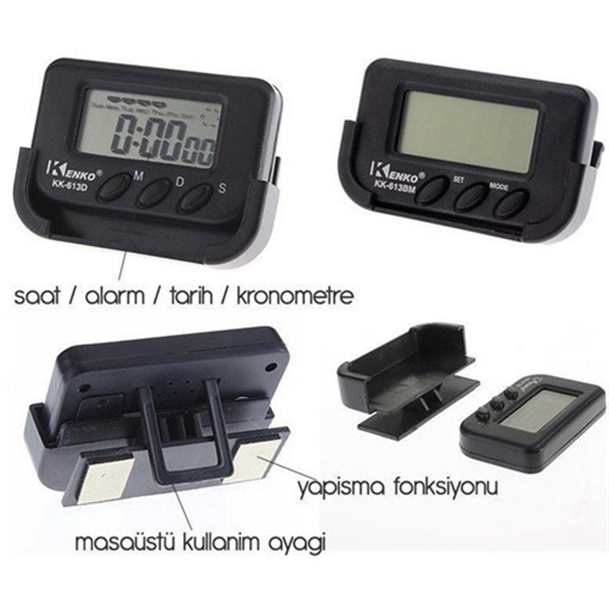 Цифровые часы для дома и автомобиля с секундомером и будильником на батарейках