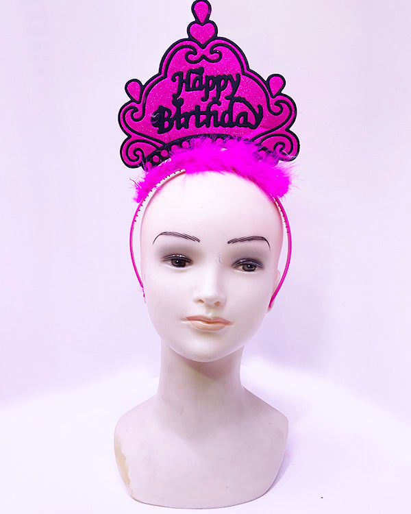 Happy Birthday Neon Fuşya Renk Doğum Günü Tacı 24X15 Cm