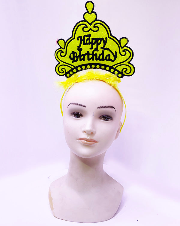 Happy Birthday Neon Sarı Renk Doğum Günü Tacı 24X15 Cm