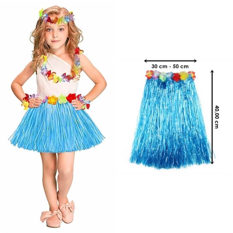 Юбка гавайская хула синего цвета 40 см