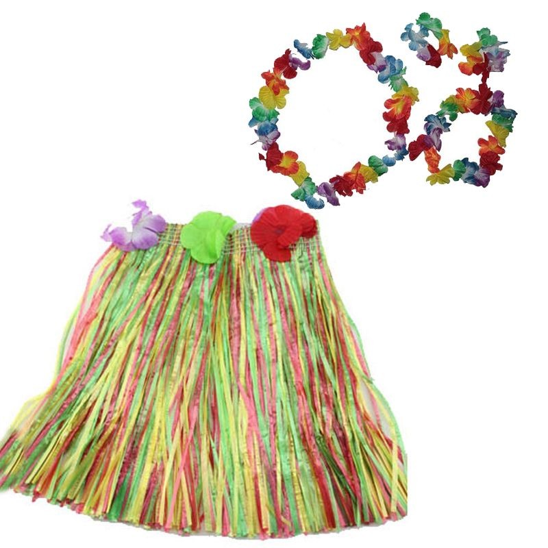 Комплект из ожерелья, юбки, тиары и браслета Luau Aloha Hawaii