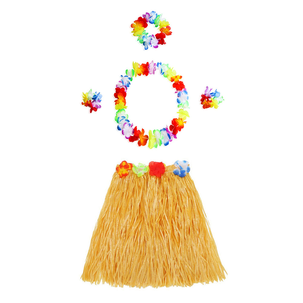Комплект из ожерелья, юбки, короны и браслета Luau Aloha Hawaii, оранжевый