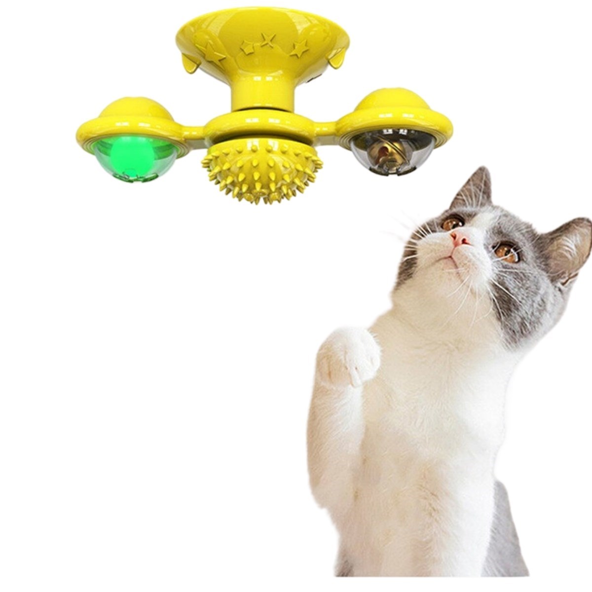 Pet Malzemeleri Vantuzlu Fırıldak Toplu Dönen Şeffaf Depo Tasarım İnteraktif Kedi Oyuncağı