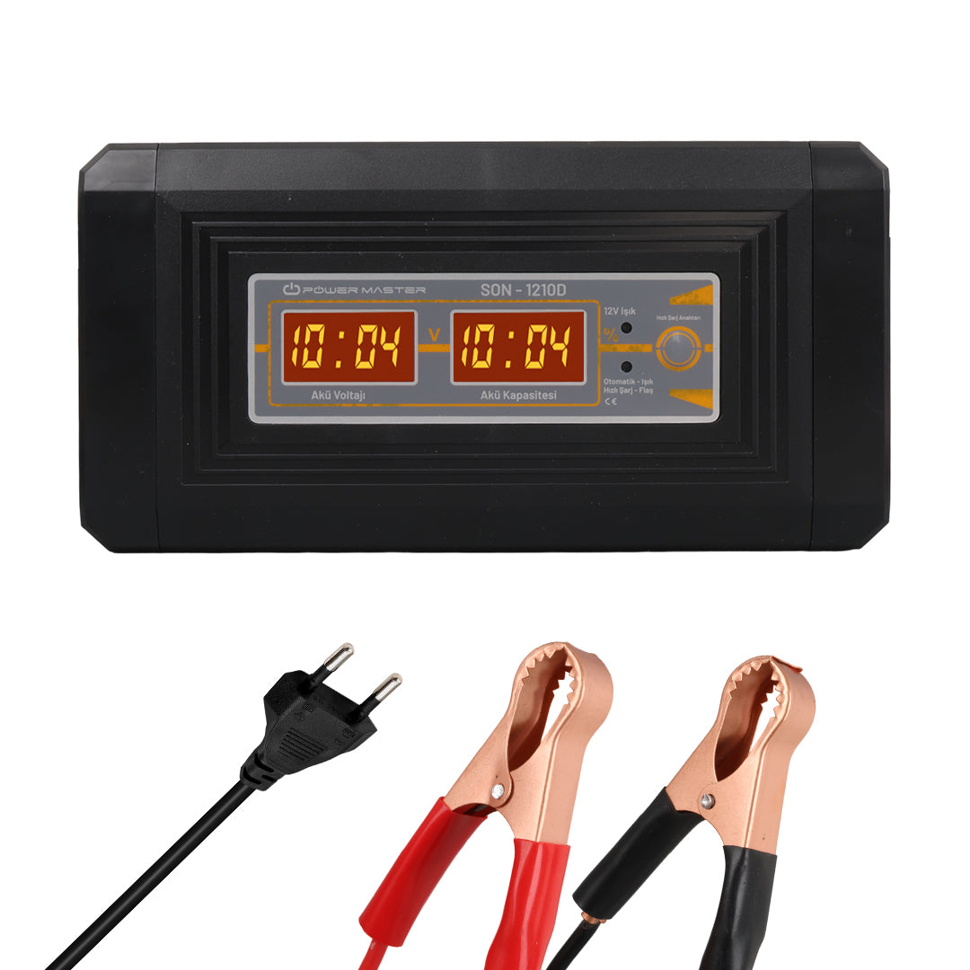 12 volt - 10 amper digital ekranli akilli akü şarj cihazi