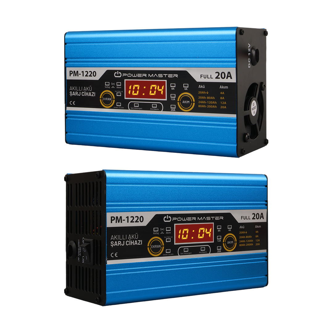 12 volt max 20 amper lcd ekranli akü şarj cihazi
