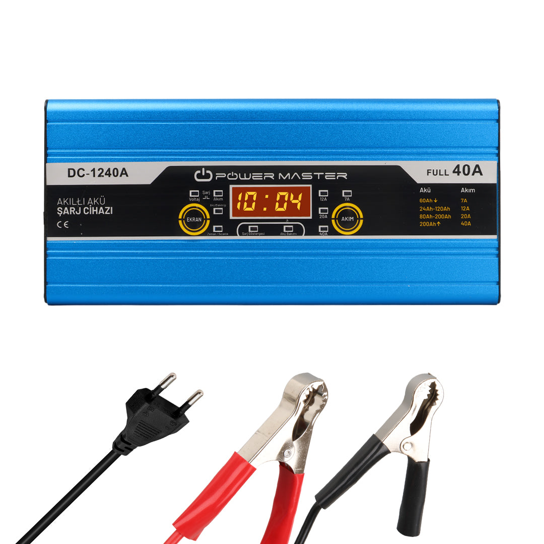 12 volt max 40 amper digital ekranli  akilli akü şarj cihazi