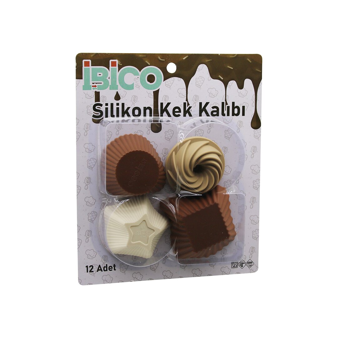 12PCS   RENKLİ SİLİKON  MUFFİN - KEK KALIP MİX ŞEKİL= 3-DİKDÖRTGEN - 3-YUVARLAK - 3-RÜZGAR GÜLÜ - 3