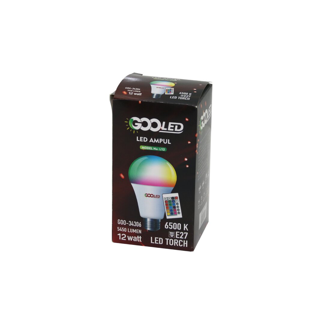 12 Вт RGB-светодиодная лампа с дистанционным управлением E27, цветная, 5450 люмен, 6500 К, срок службы 15 000 часов