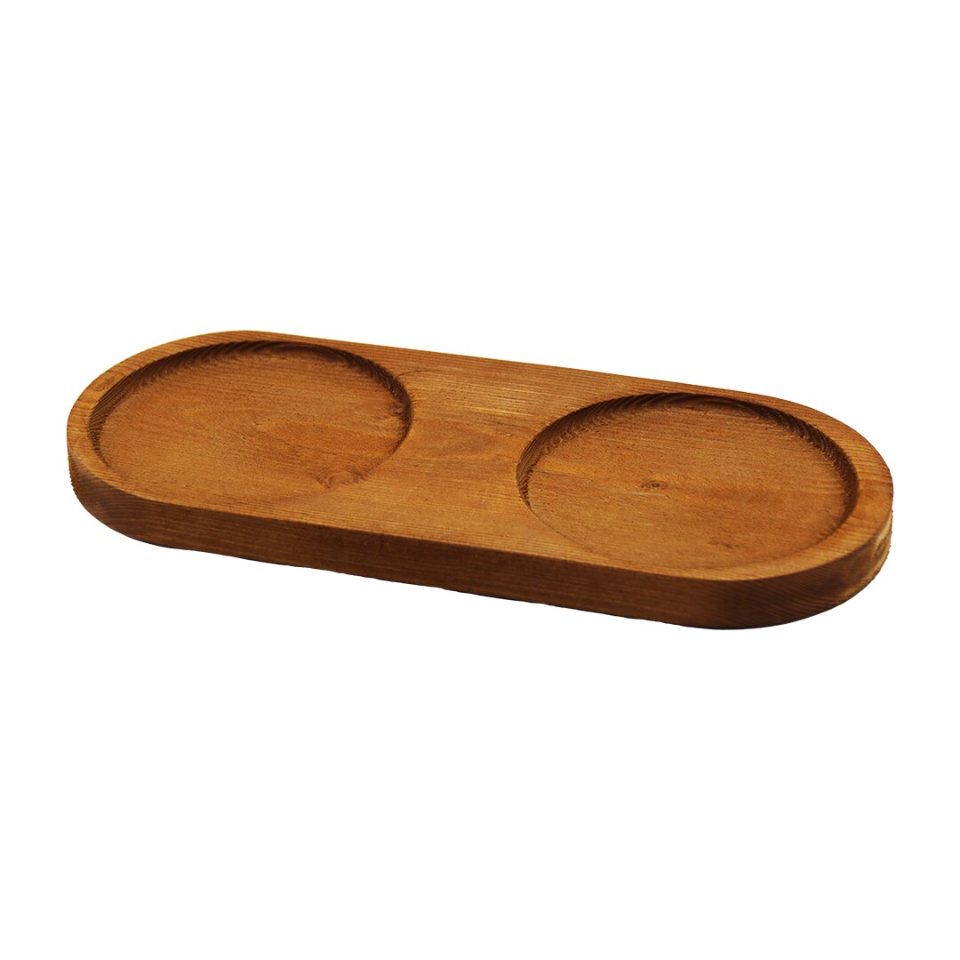 2 BÖLMELİ - OVAL   KOYU RENK=KAHVERENGİ  AHŞAP YAĞDANLIK ALTLIK  27X12.5CM