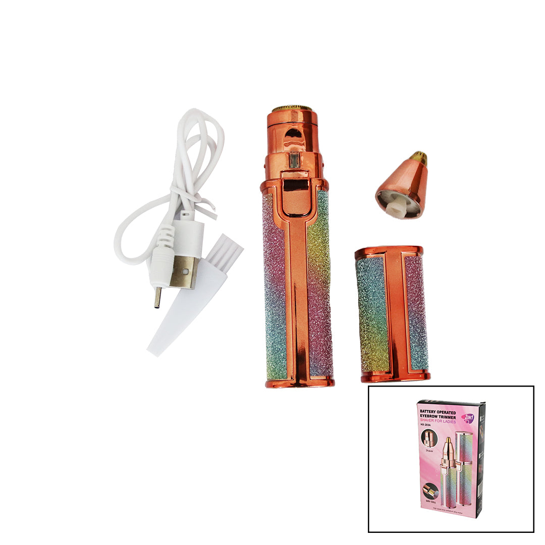 2In1 Başlı - Simli - Ruj Model - Usb Şarjlı Yanak - Burun Tüy Alma Makinesi