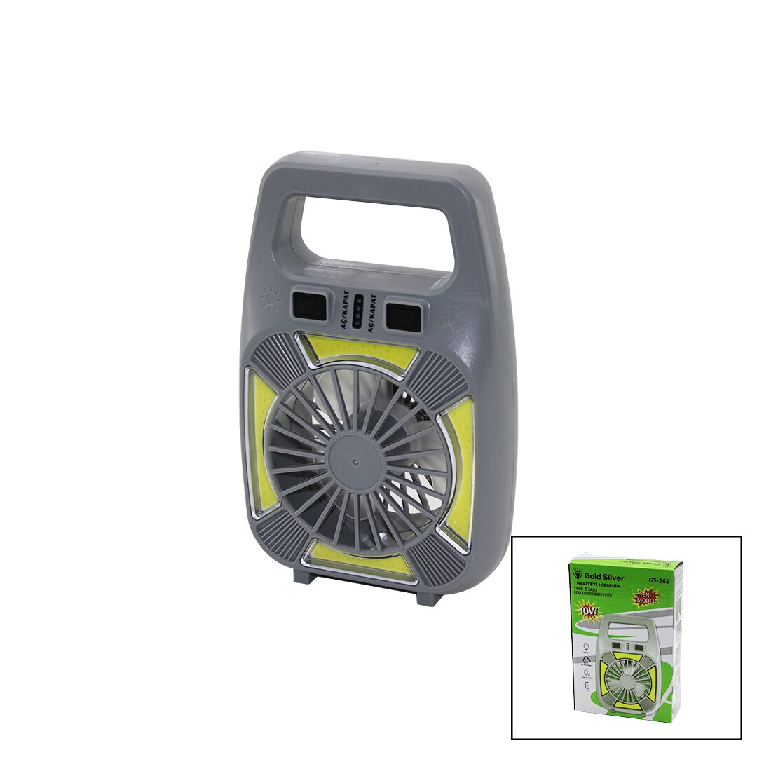 2İN1=MİNİ FAN - FENER USB ŞARJ 2 KADEME HIZ LAMBA=4 FONKSİYON - 10W SU GEÇİRMEZ TAŞIMA KULP MİNİ VA