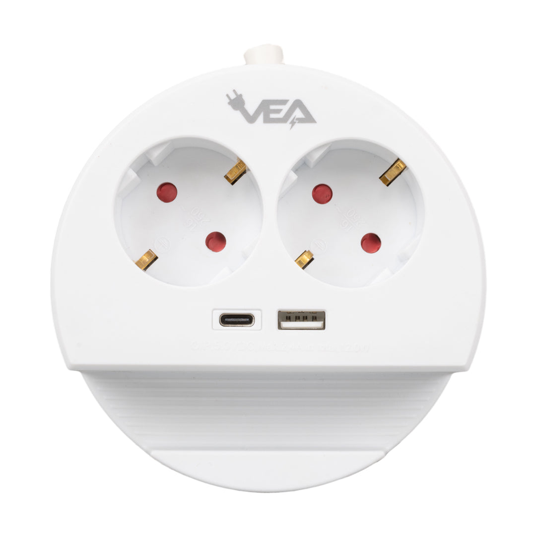 2Li Usb + Type-C Girişli Telefon Standlı 1.5 Metre Grup Priz Ve- G1102C
