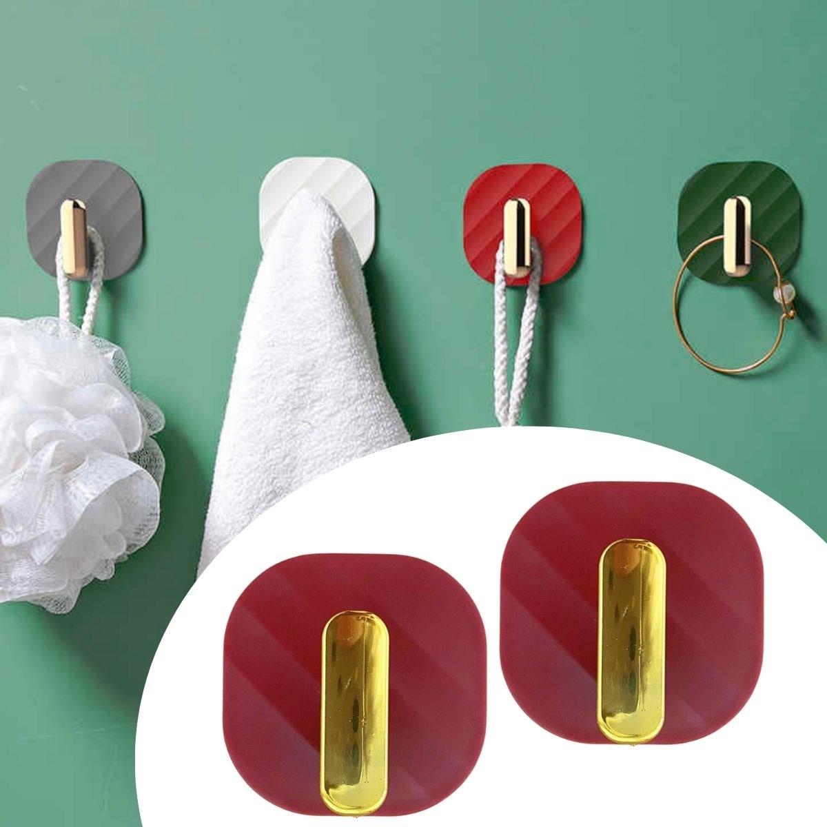 2Li Yapışkanlı Retro Askılık Dolap Kapak Kulpu Kırmızı