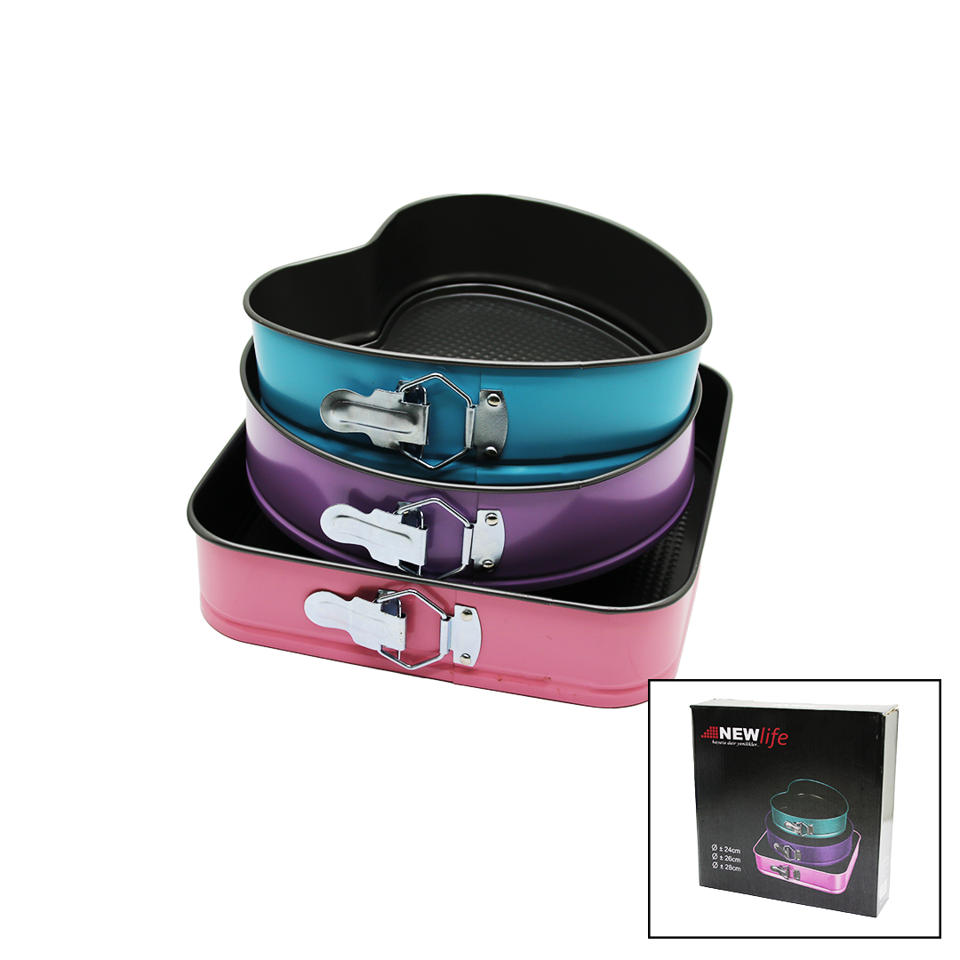 3 PARÇA  SET METAL KEK KALIP KELEPÇELİ KALP - KARE - YUVARLAK