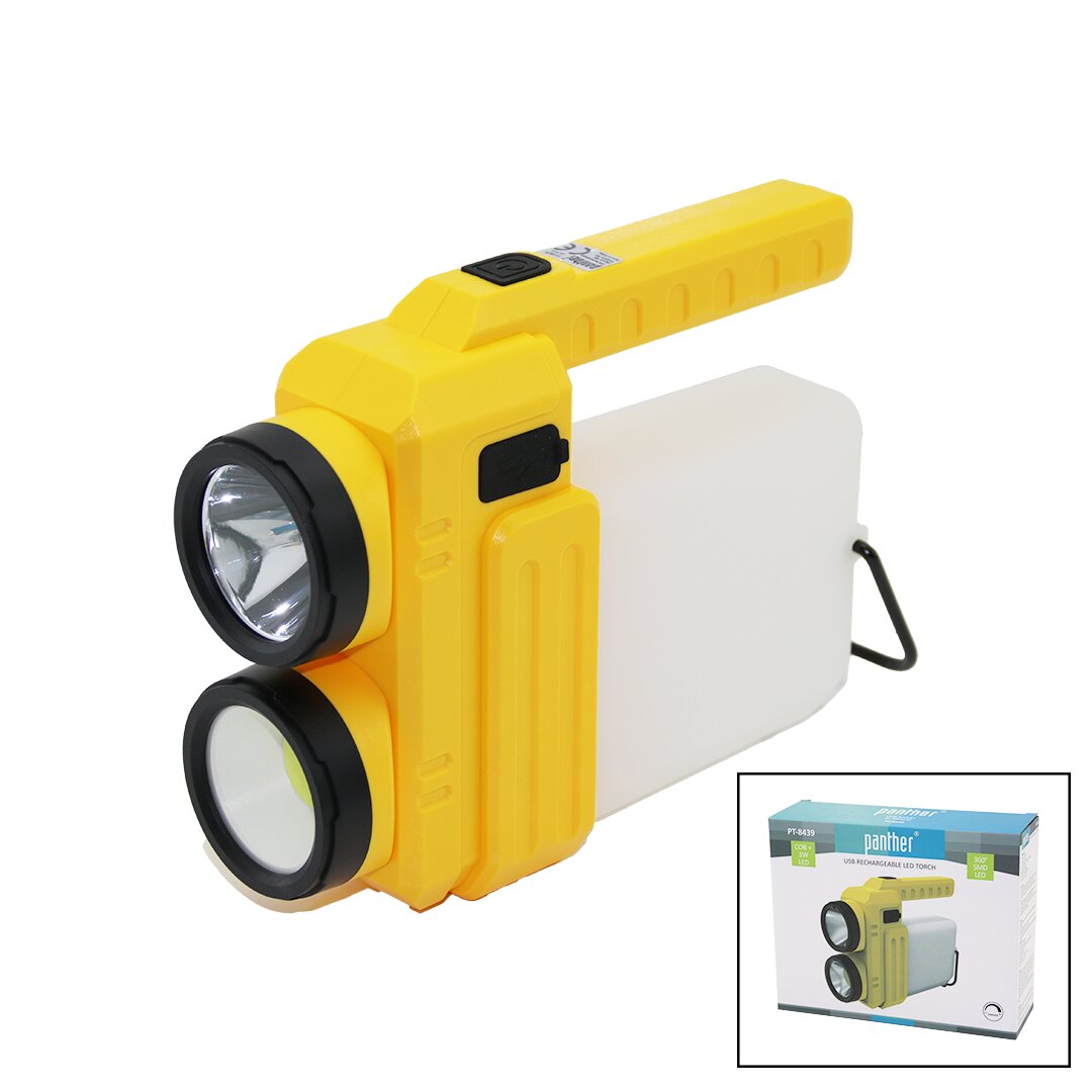 Фонарик 3 дюйма 13 Вт + cob Led + 360° SMdel с зарядкой через USB, внешний аккумулятор, 1500 лм, регулировка света, дневной свет - белый металлический ремешок + B42 Pt-8439