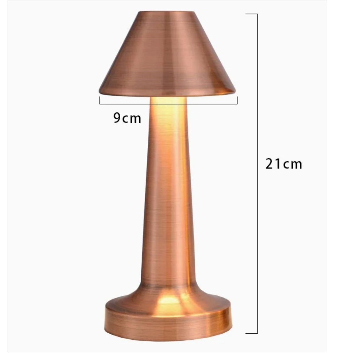 Çatı Model Bronz Renk Şarjlı Dokunmatik 3 Renkli LED Masa Lambası