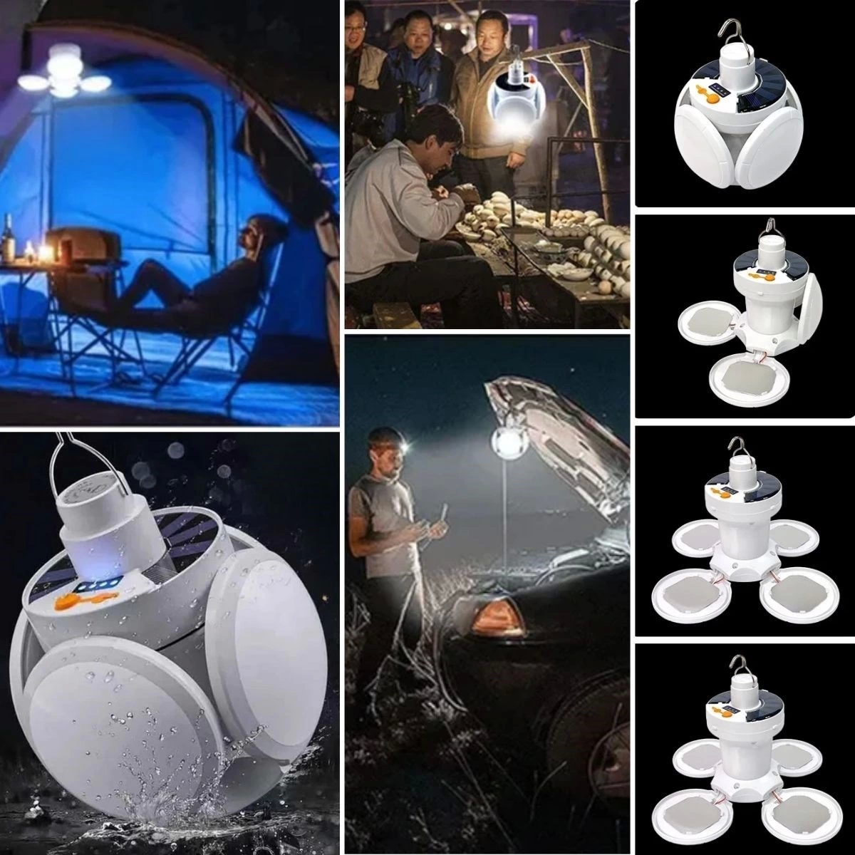 5 Led'li 3 Farklı Işık Modlu Açılıp Kapanabilir Led Kanatlı Güneş Enerjili Solar Aydınlatma Asılabi