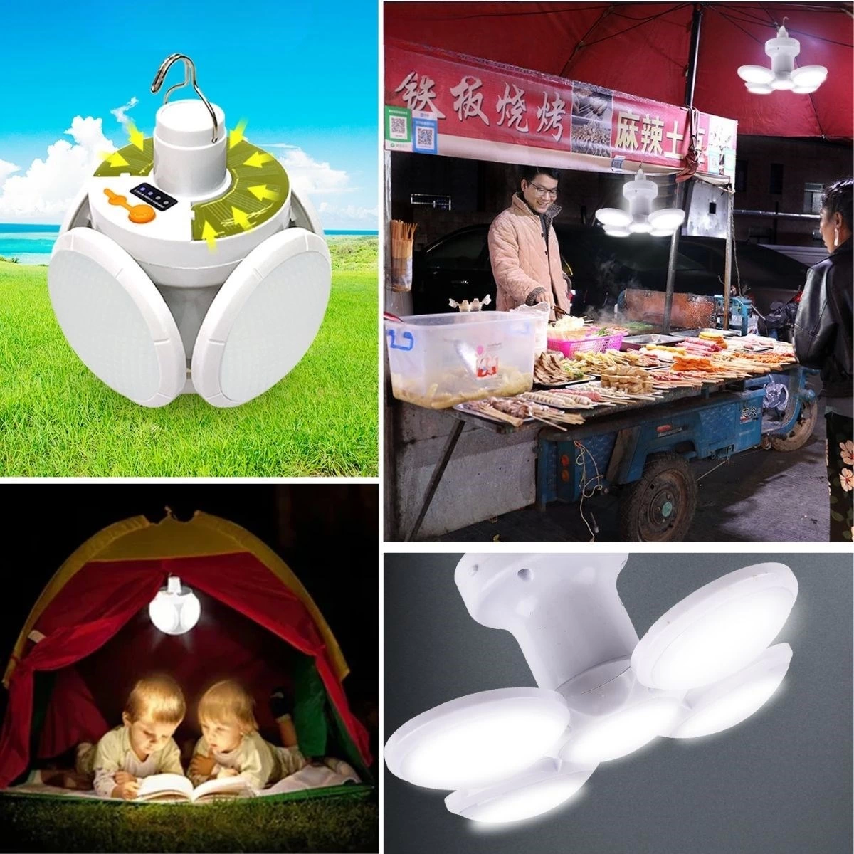 5 Led'li 3 Farklı Işık Modlu Açılıp Kapanabilir Led Kanatlı Güneş Enerjili Solar Aydınlatma Asılabi