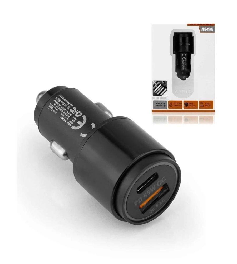 45w Pd Usb Oto Şarj Kafa Hızlı Şarj Çakmaklık Adaptörü, Usb-c Ve Usb-a Çıkışlı, İphone Ve Android U