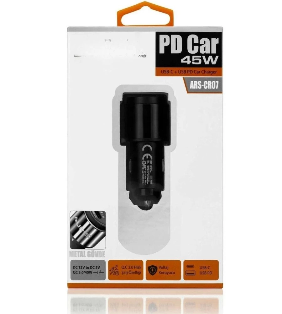 45w Pd Usb Oto Şarj Kafa Hızlı Şarj Çakmaklık Adaptörü, Usb-c Ve Usb-a Çıkışlı, İphone Ve Android U