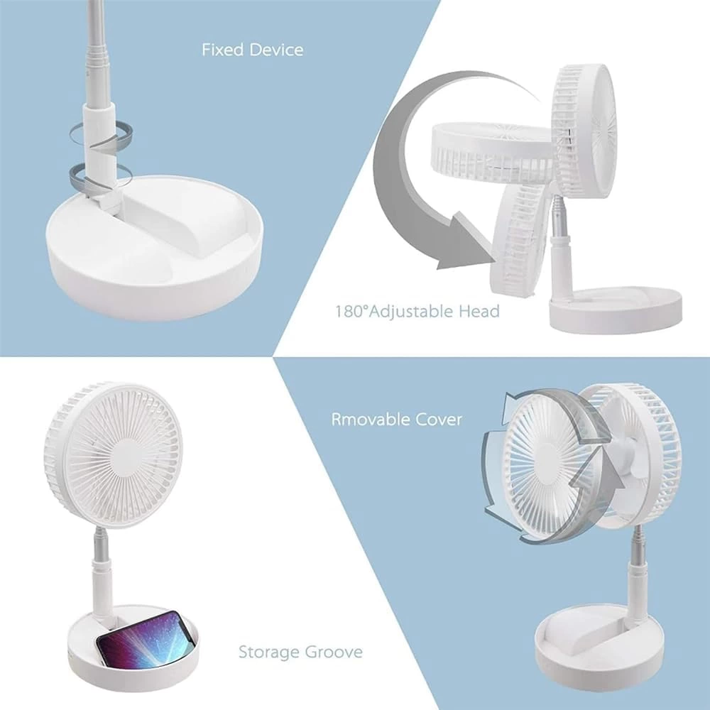 Teleskopik Fan Vantilatör 4 Modlu Şarjlı Katlanabilir Yükseltilebilir Taşınabilir Serinletici Porta