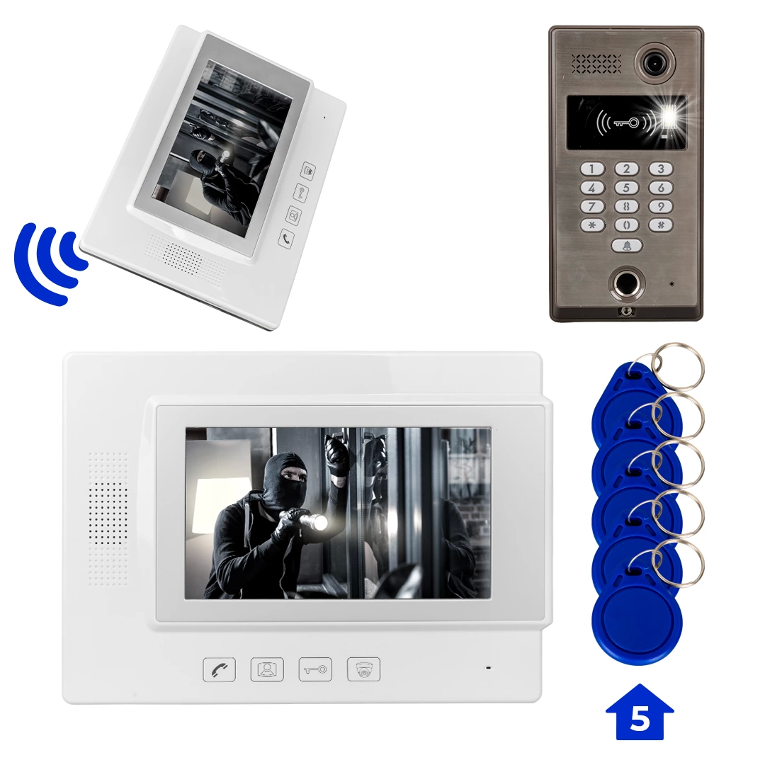 773Tp 1 Daire 7 Nfc - Parmak İzi Girişli Görüntülü Diafon Kapı Zili Interkom Akıllı Ev Güvenliği Sistemi