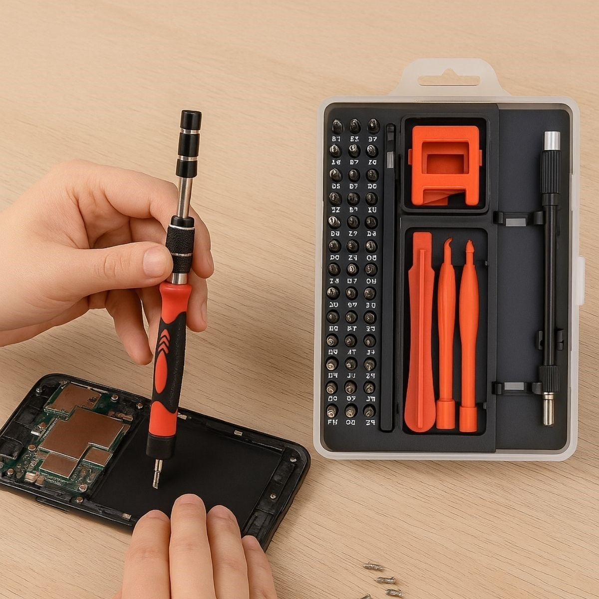 Çok Fonksiyonlu Manyetik Uçlu 52'si 1 Arada 42 Uçlu Saatçi Tornavida Seti