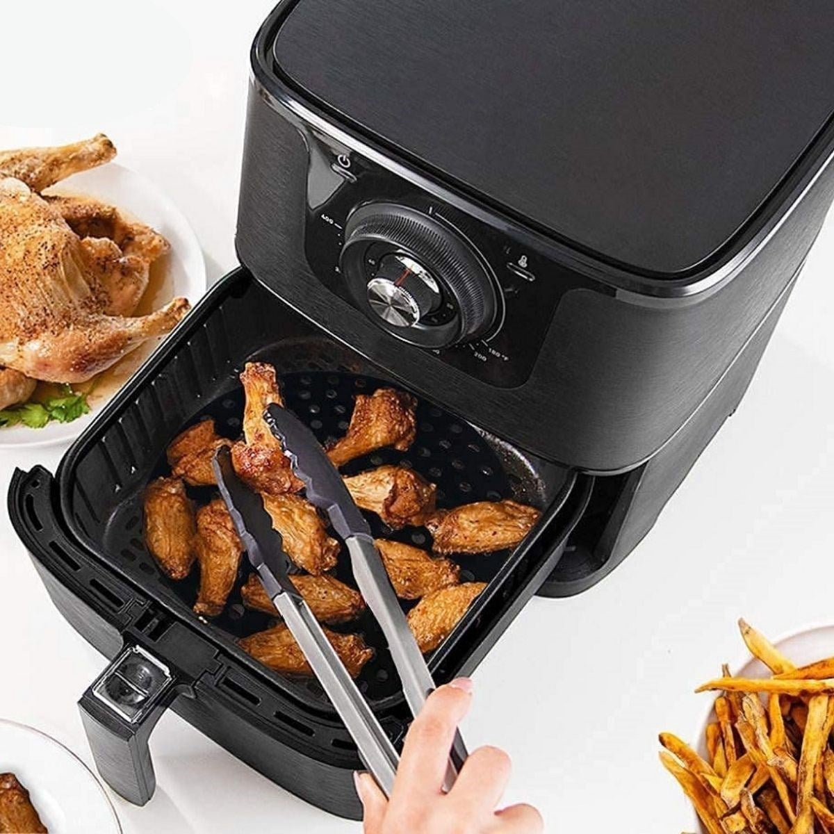 Siyah Isıya Dayanıklı Yıkanılabilir Silikon Fırın Ve Airfryer Yuvarlak Model Pişirme Matı 23 Cm