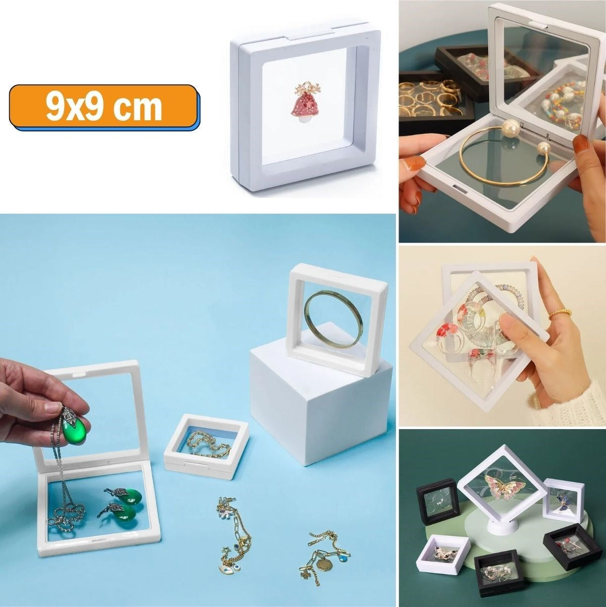 Подставка 9x9 см, 3D-коробка для хранения сувениров и ювелирных изделий, прозрачная пленочная рамка