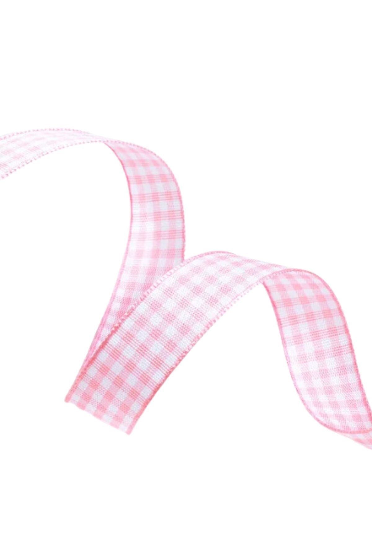 Tafta Ekoseli Kurdele 25 mm Pudra 10 Metre