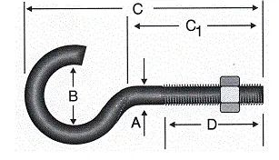 Açık Metrik Kanca M5 / 21x80 - 100 Adet