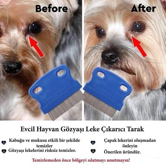 Evcil Hayvan Kedi Köpek Pire Tarağı ve Köpek Gözyaşı Lekesi Tarağı