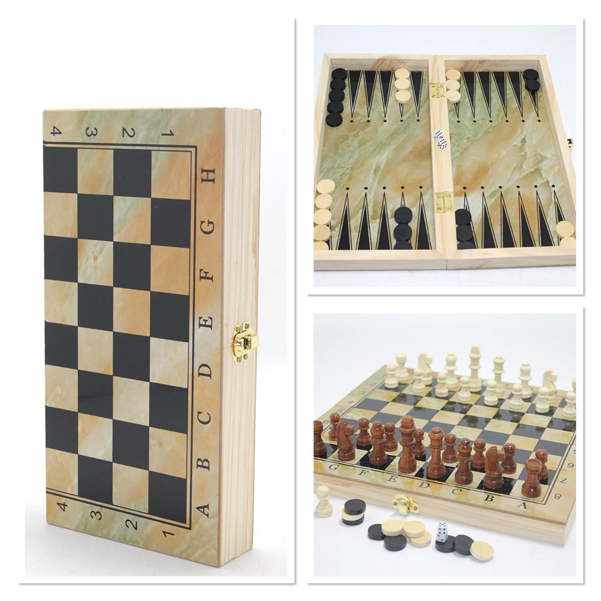 Ahşap Kutulu Satranç Ve Tavla Seti Alk4219