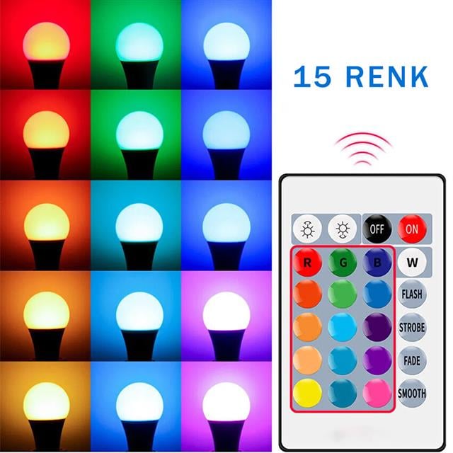 AL-LL9RGB 9 Watt Kumandalı 800 Lumen RGB Işık E27 Led Ampul