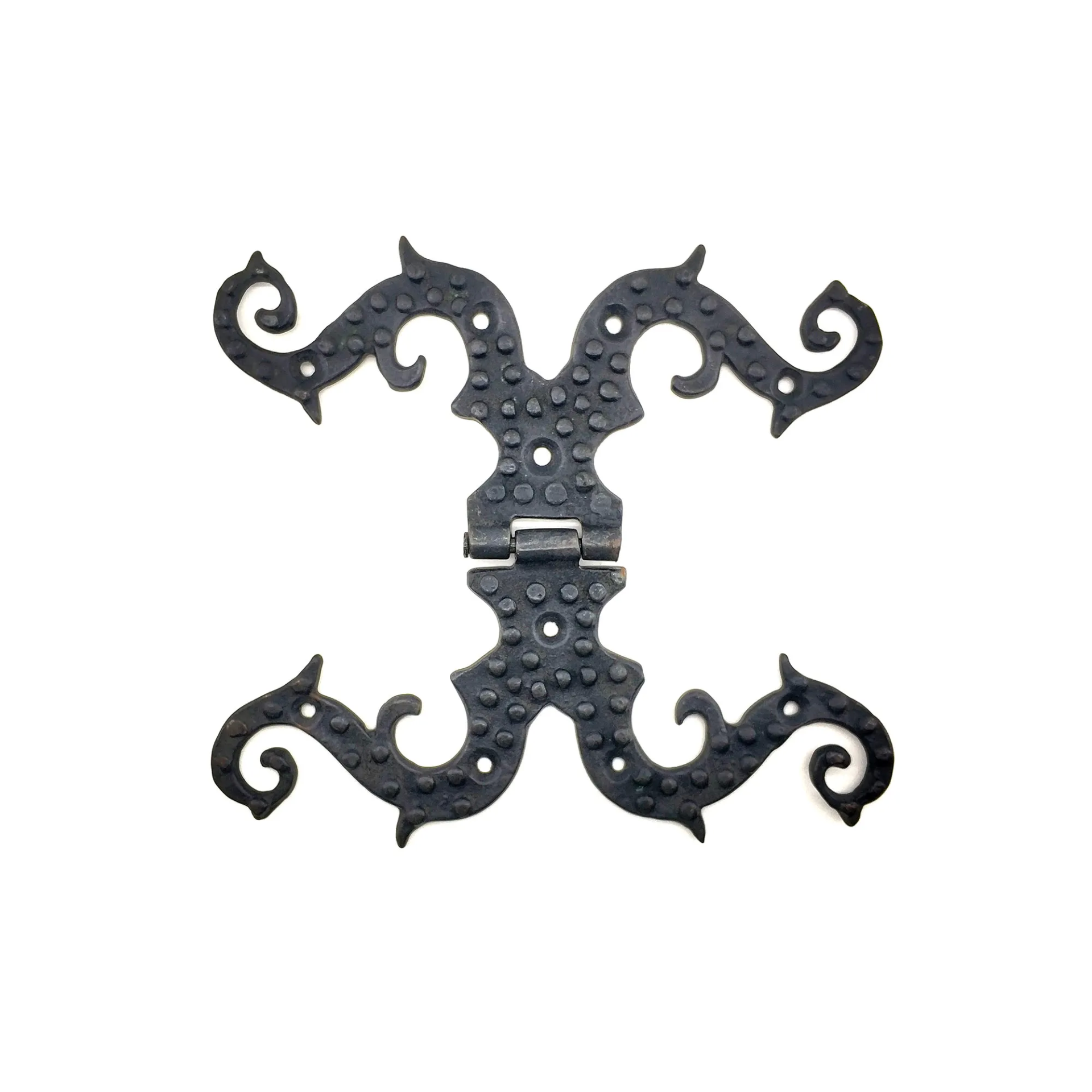 Antika Tarz Dekoratif Pirinç Süslü Menteşe - 190x170 Mm, Oksit