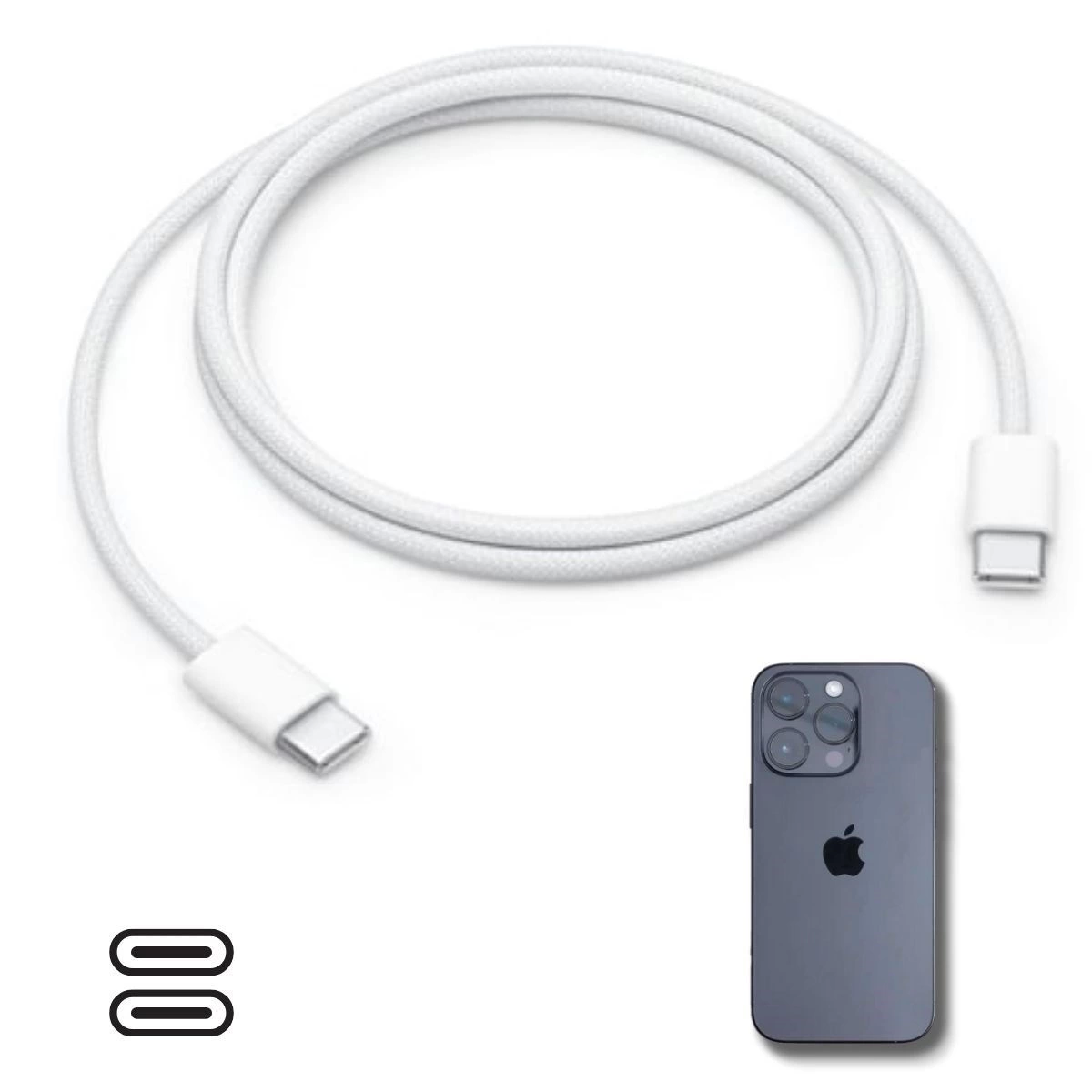 Apple 15/15 Pro Type-C to Type-C Hasır Örgü Hızlı Şarj Kablosu