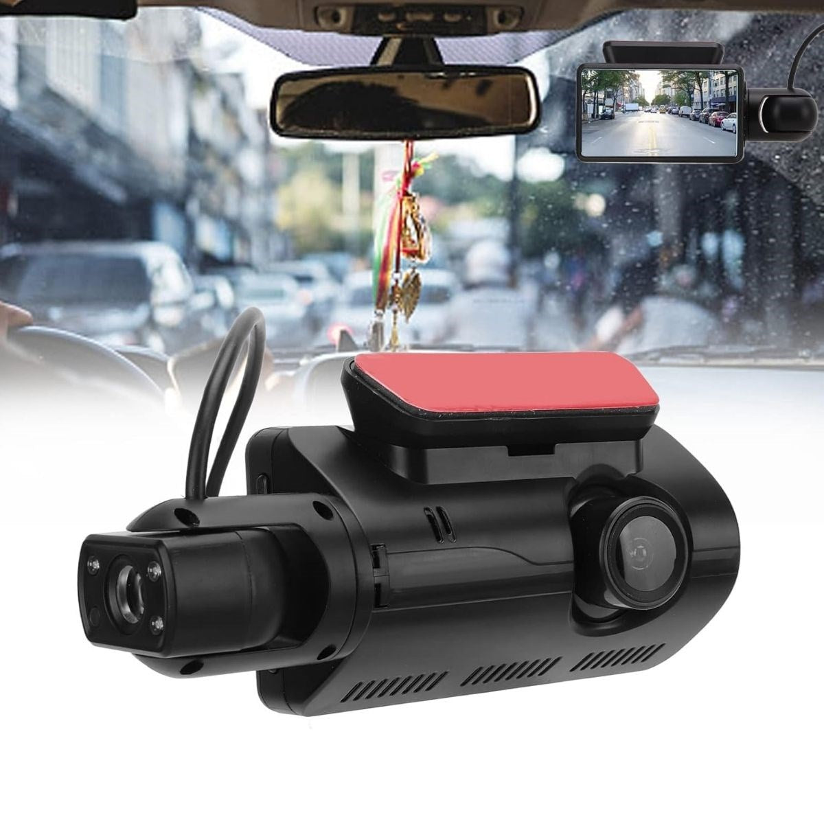 Araç İçi &amp;amp; Dışı Çift Lensli WiFi Kamera – 1080P HD,Gece Görüşlü, G-Sensörlü DVR Dashcam