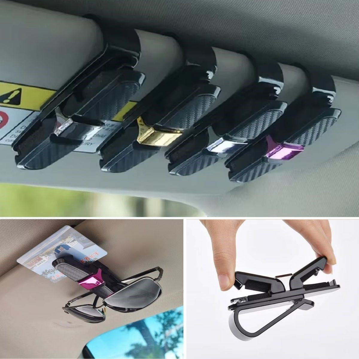 Araç İçi Güneşliğe Takılan 2&amp;apos;li Gözlük,Kart,Para Takmalık Aparat