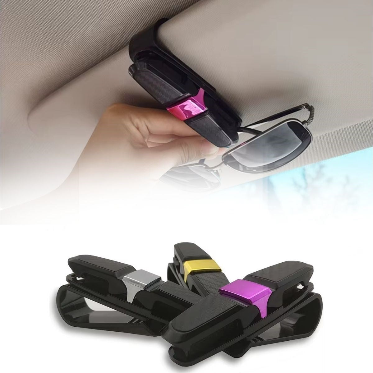 Araç İçi Güneşliğe Takılan 2&amp;apos;li Gözlük,Kart,Para Takmalık Aparat